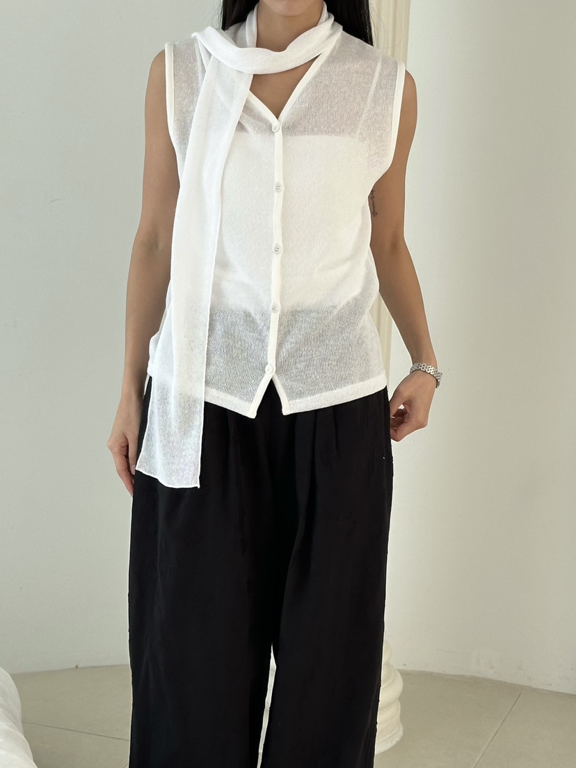 LE VASE韓國直郵女士新品人氣26春夏熱賣職業時尚馬甲圍巾LE VASE馬甲圖色3