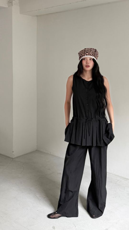 HEY/TO SEWING韓國直郵女士新款休閑職業連體褲百褶褶裙BY HEY/TO SEWING連體褲