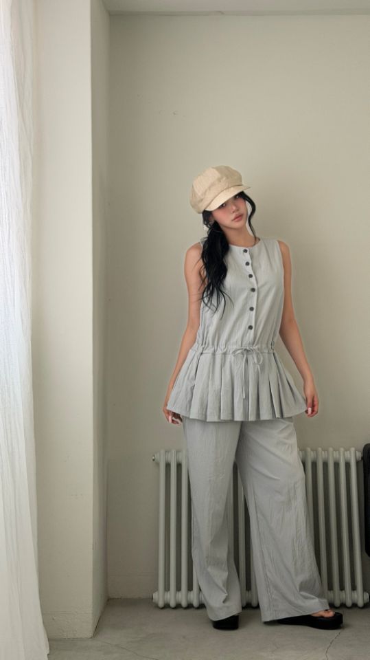 HEY/TO SEWING韓國直郵女士新款休閑職業連體褲百褶褶裙BY HEY/TO SEWING連體褲