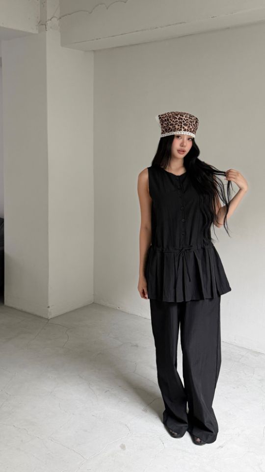 HEY/TO SEWING韓國直郵女士新款休閑職業連體褲百褶褶裙BY HEY/TO SEWING連體褲圖色1