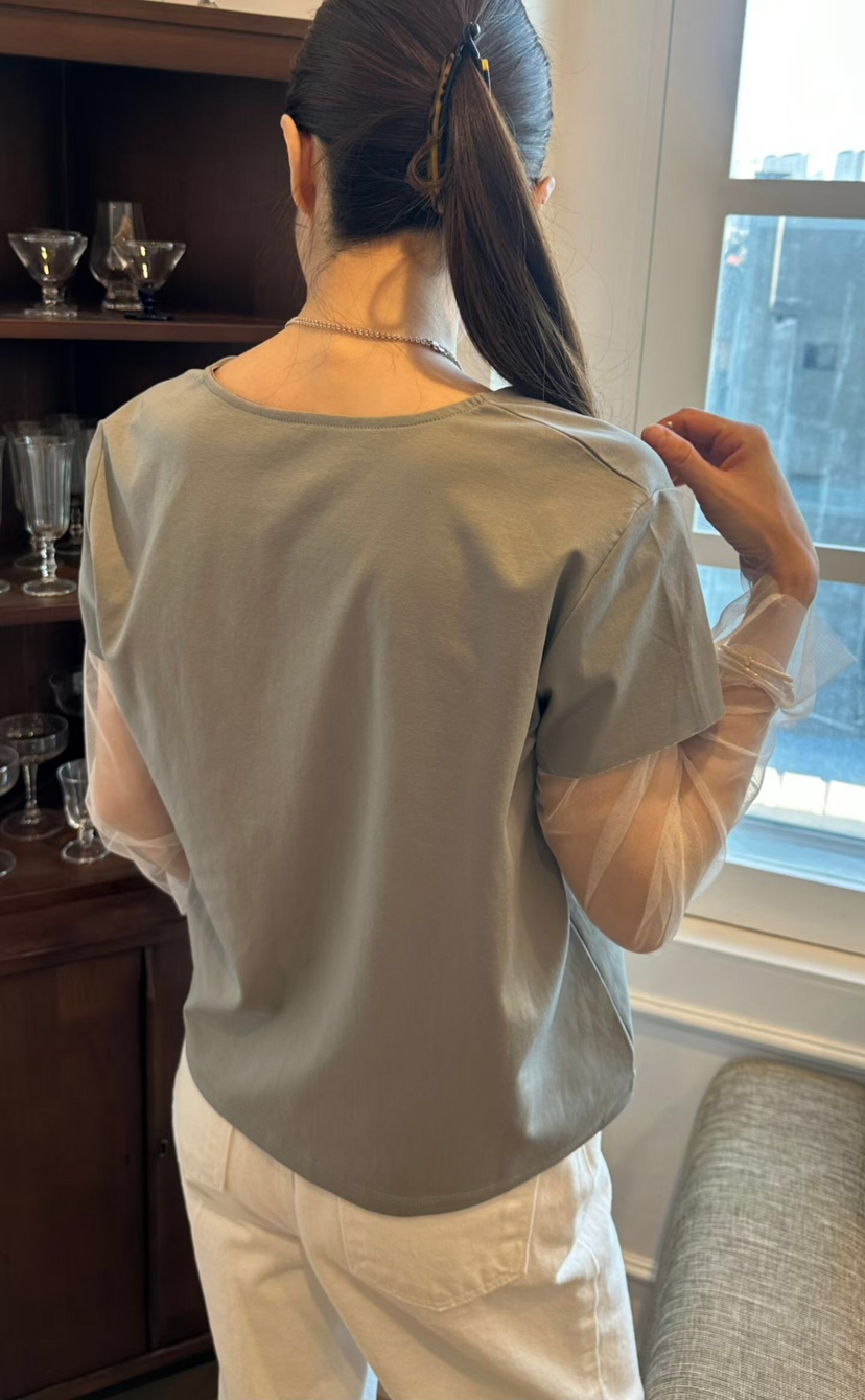 GENTLE B/LOVENTINA韓國直郵女士新款職業襯衫蕾絲衫V領網眼開衫GENTLE B/LOVENTINA襯衫/蕾絲衫