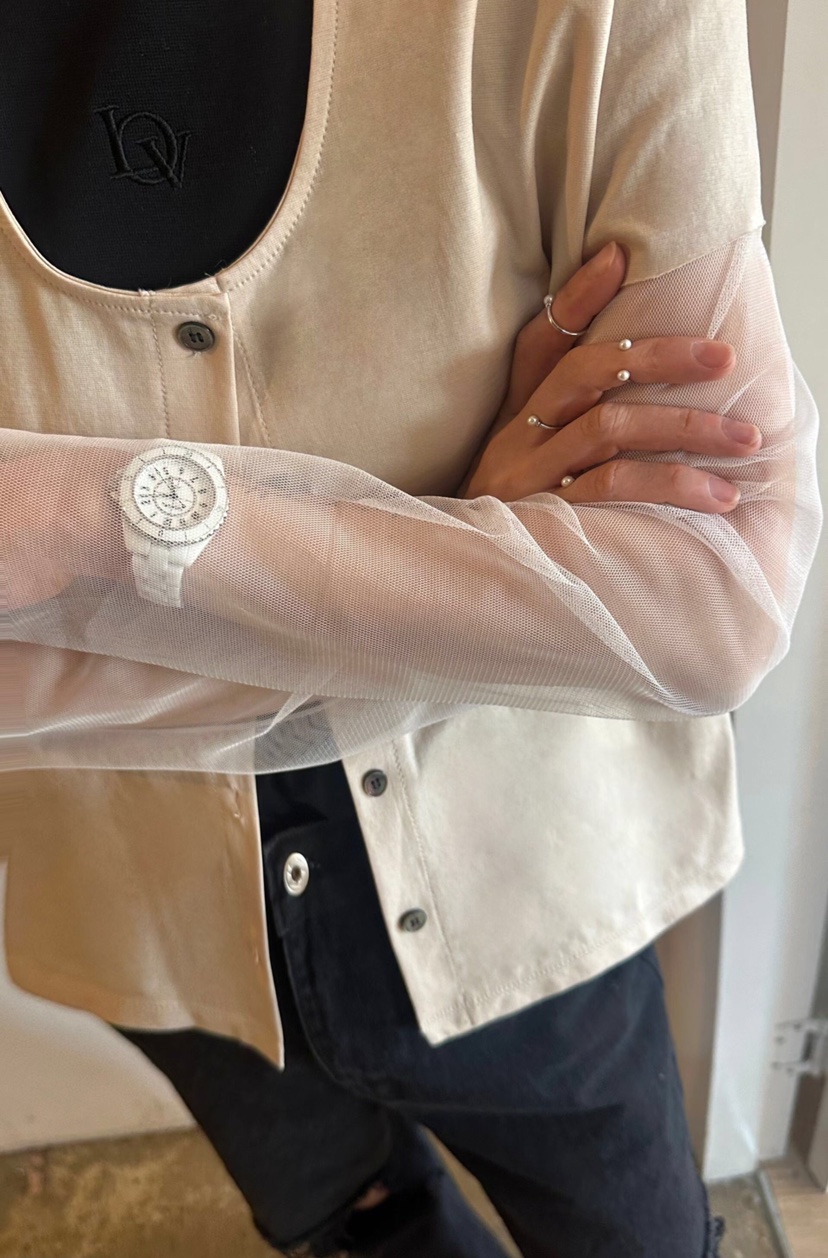 GENTLE B/LOVENTINA韓國直郵女士新款職業襯衫蕾絲衫V領網眼開衫GENTLE B/LOVENTINA襯衫/蕾絲衫