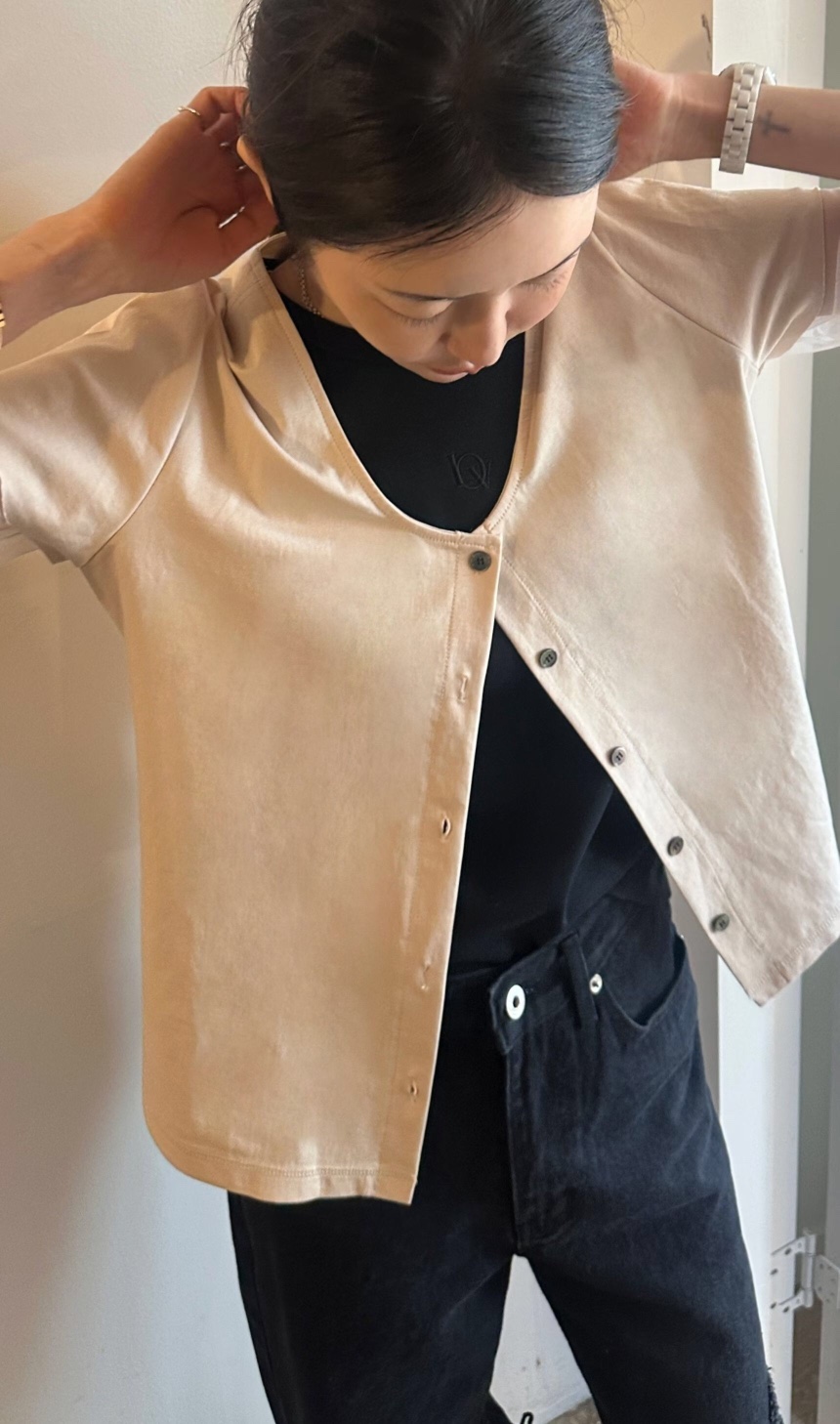 GENTLE B/LOVENTINA韓國直郵女士新款職業襯衫蕾絲衫V領網眼開衫GENTLE B/LOVENTINA襯衫/蕾絲衫