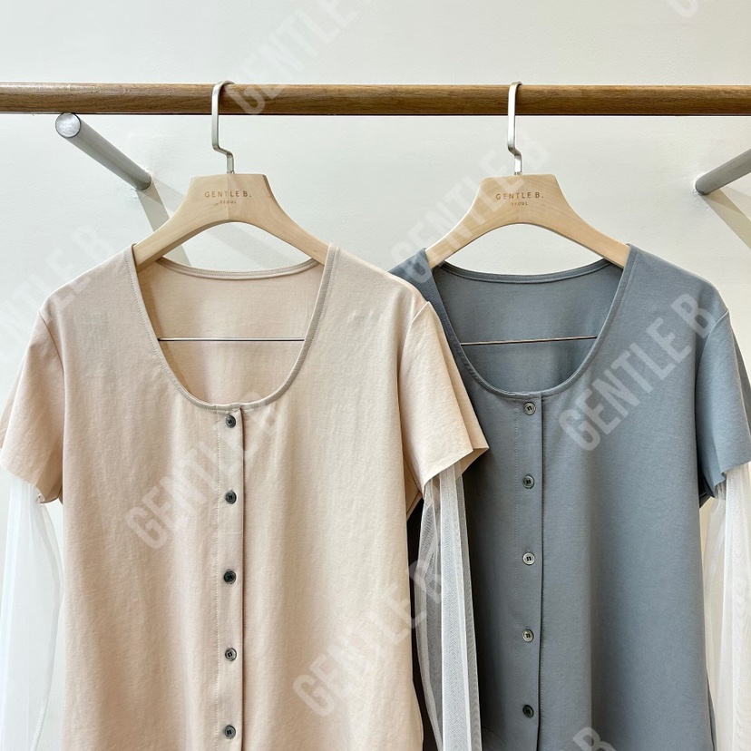 GENTLE B/LOVENTINA韓國直郵女士新款職業襯衫蕾絲衫V領網眼開衫GENTLE B/LOVENTINA襯衫/蕾絲衫