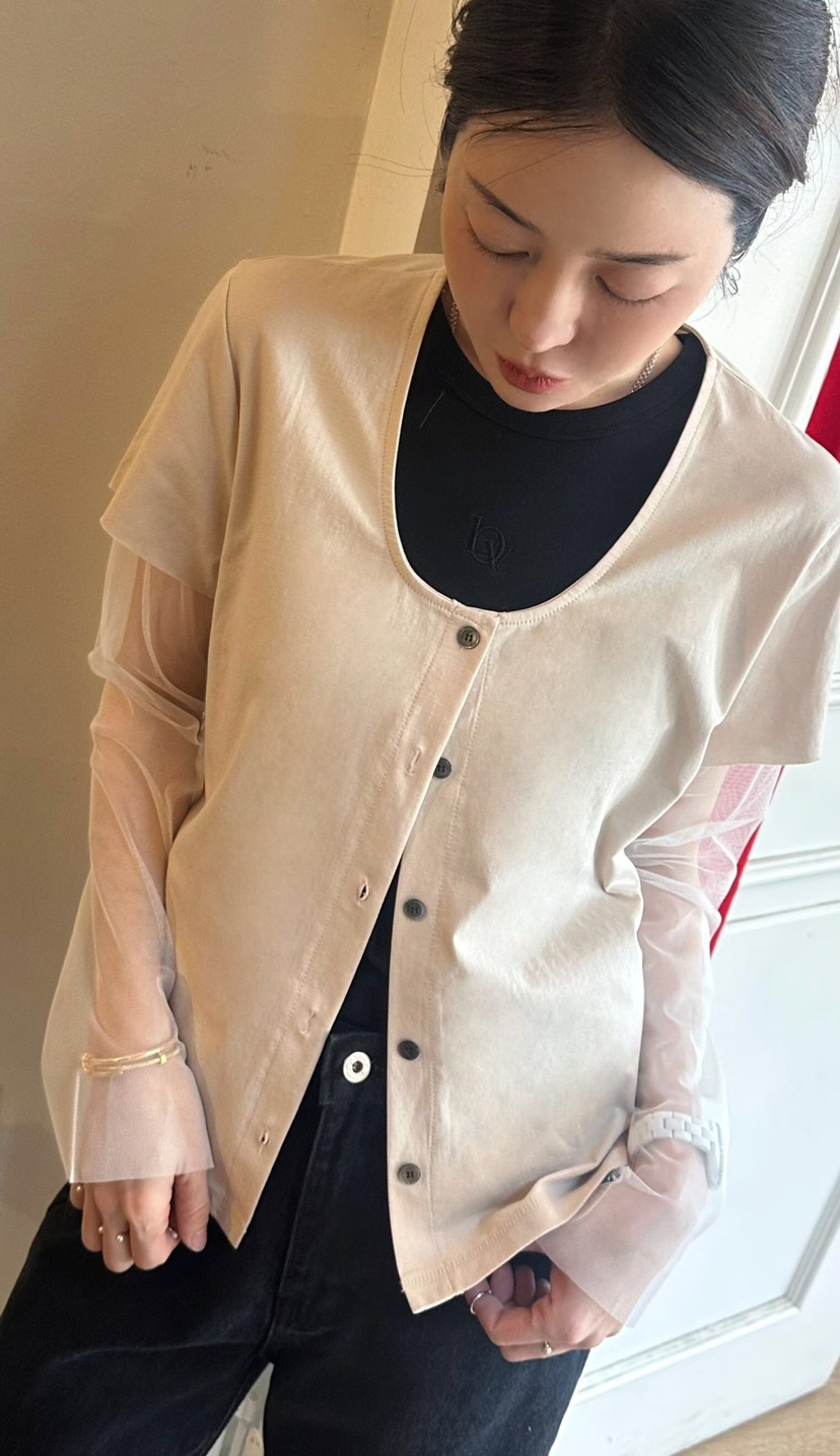 GENTLE B/LOVENTINA韓國直郵女士新款職業襯衫蕾絲衫V領網眼開衫GENTLE B/LOVENTINA襯衫/蕾絲衫圖色2