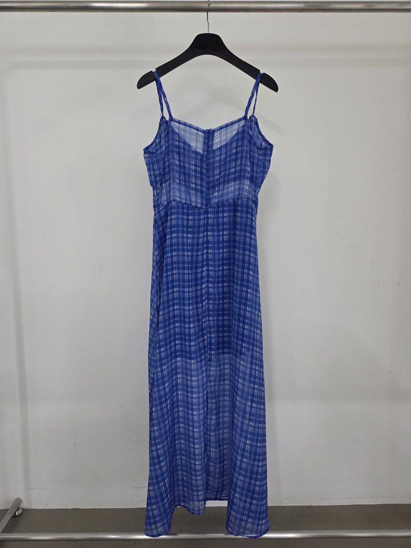 VERANDA韓國東大門代購女裝新款職業休閑26春夏長裙格子雪紡VERANDA長裙