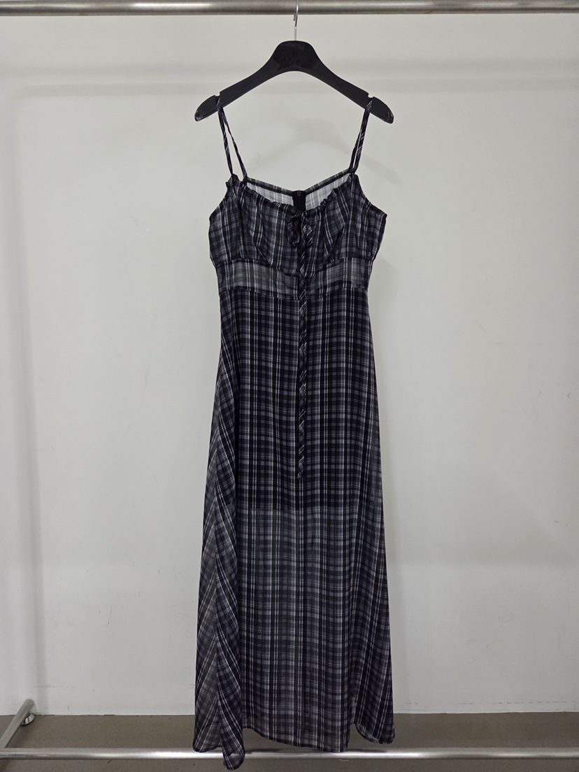 VERANDA韓國東大門代購女裝新款職業休閑26春夏長裙格子雪紡VERANDA長裙圖色2