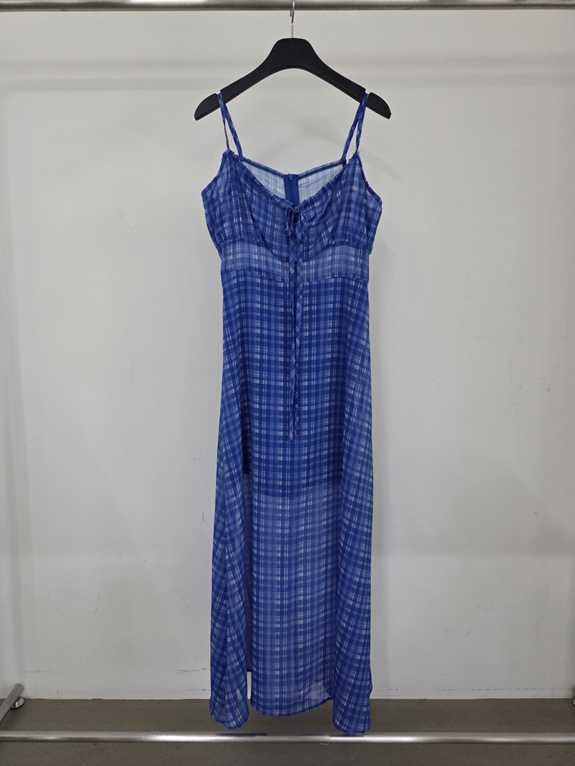 VERANDA韓國東大門代購女裝新款職業休閑26春夏長裙格子雪紡VERANDA長裙圖色3