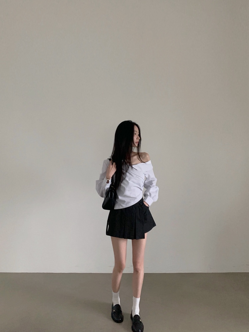 VERANDA韓國東大門代購女士新款人氣職業襯衫蕾絲衫不對稱VERANDA襯衫/蕾絲衫