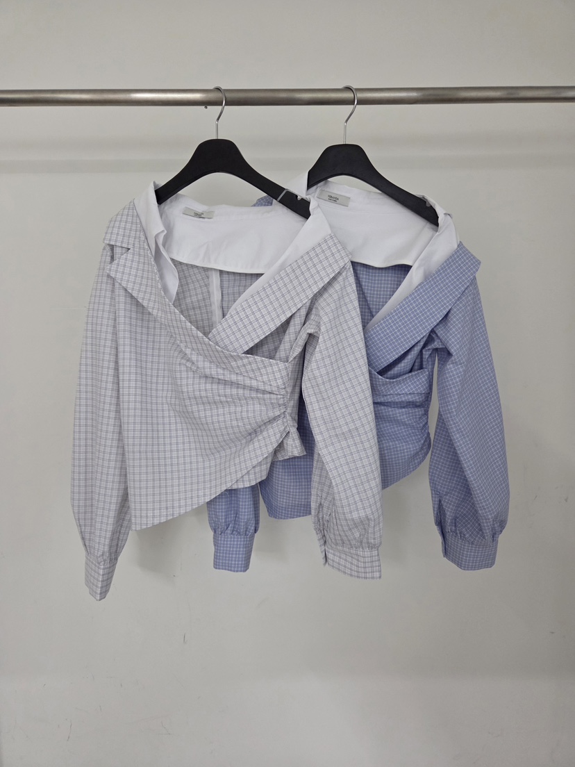 VERANDA韓國東大門代購女士新款人氣職業襯衫蕾絲衫不對稱VERANDA襯衫/蕾絲衫