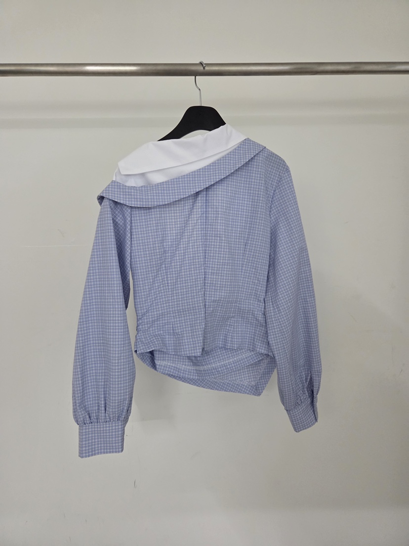 VERANDA韓國東大門代購女士新款人氣職業襯衫蕾絲衫不對稱VERANDA襯衫/蕾絲衫