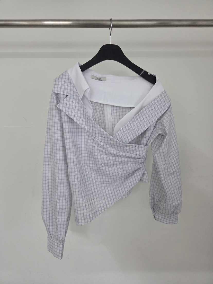 VERANDA韓國東大門代購女士新款人氣職業襯衫蕾絲衫不對稱VERANDA襯衫/蕾絲衫圖色2