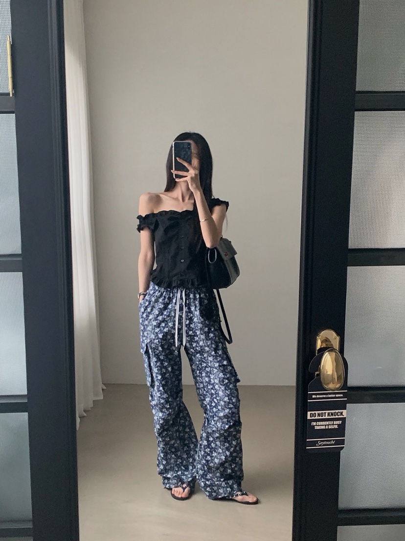 VERANDA韓國直郵女裝新品人氣26春夏時尚休閑推薦休閑褲小花VERANDA休閑褲