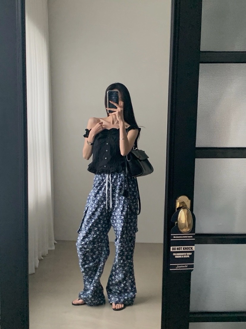 VERANDA韓國直郵女裝新品人氣26春夏時尚休閑推薦休閑褲小花VERANDA休閑褲