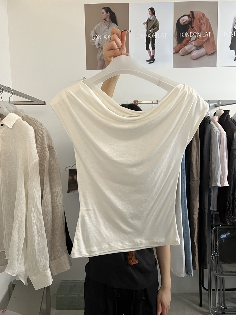LONDON FLAT韓國代購女士新品推薦熱賣26春夏T恤亞麻布船領LONDON FLATT恤