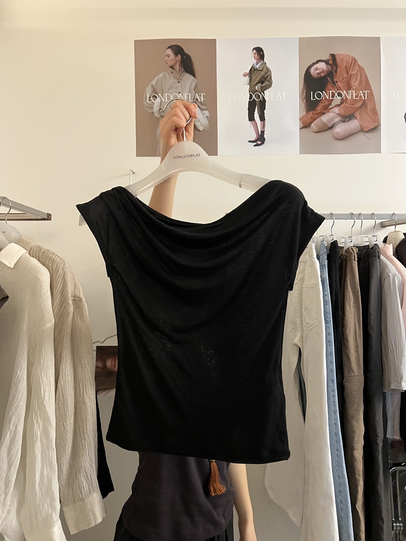 LONDON FLAT韓國代購女士新品推薦熱賣26春夏T恤亞麻布船領LONDON FLATT恤圖色4