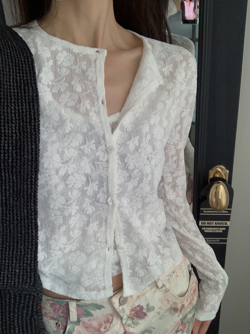 VERANDA韓國東大門直郵女士新品時尚休閑26春夏套裝蕾絲開衫VERANDA套裝