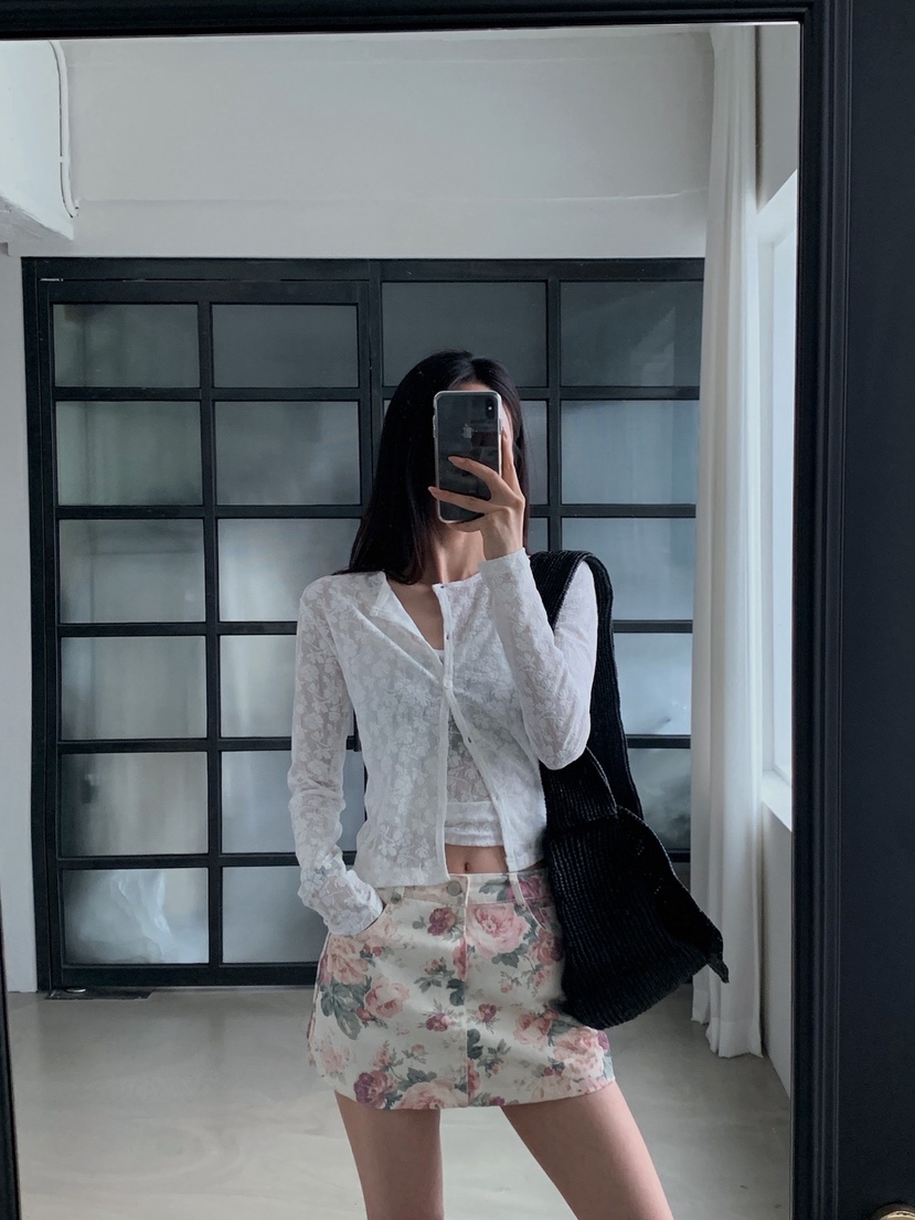 VERANDA韓國東大門直郵女士新品時尚休閑26春夏套裝蕾絲開衫VERANDA套裝