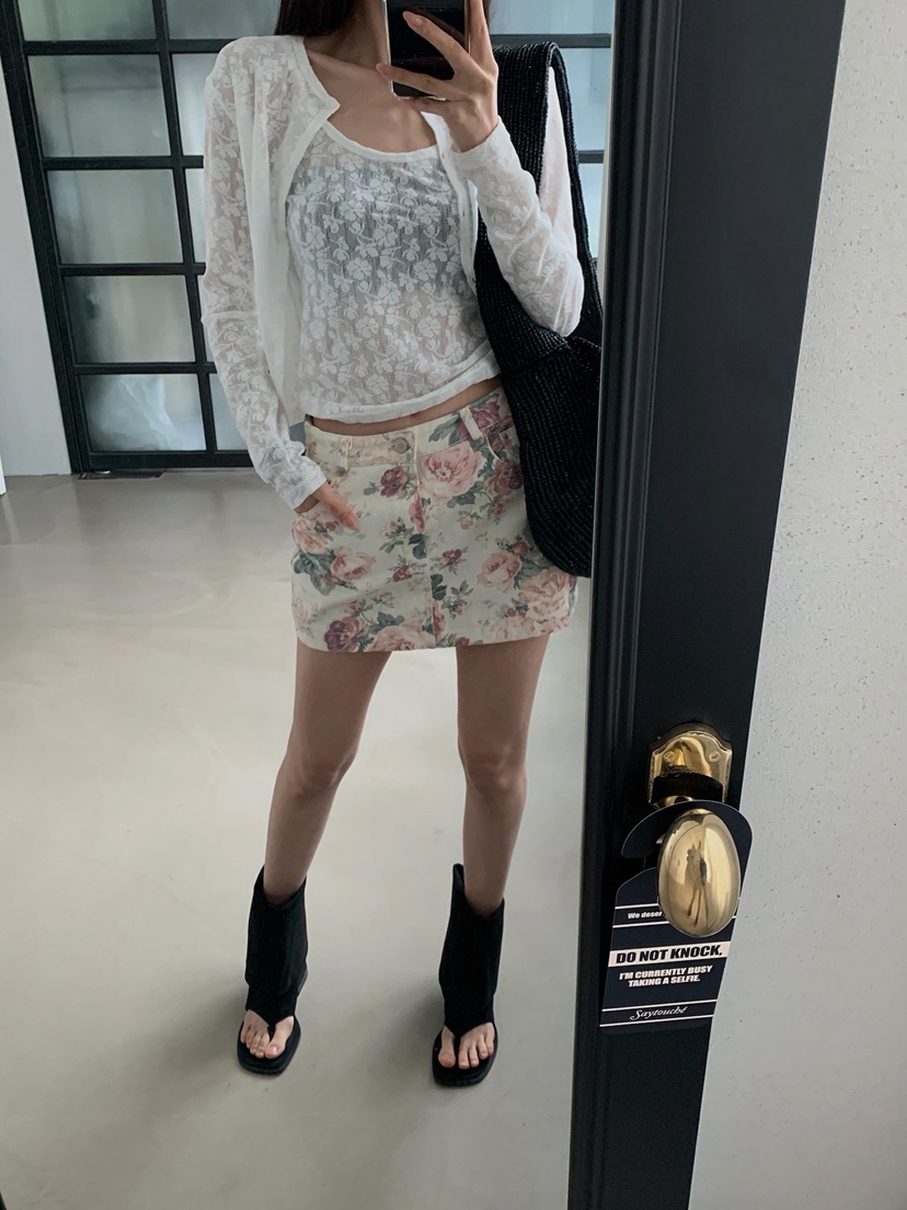 VERANDA韓國東大門直郵女士新品時尚休閑26春夏套裝蕾絲開衫VERANDA套裝