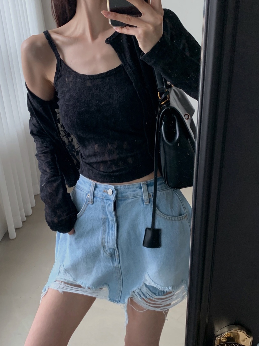 VERANDA韓國東大門直郵女士新品時尚休閑26春夏套裝蕾絲開衫VERANDA套裝