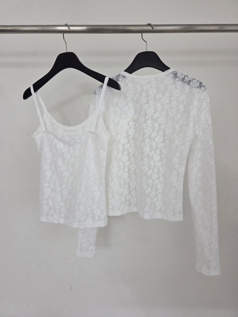 VERANDA韓國東大門直郵女士新品時尚休閑26春夏套裝蕾絲開衫VERANDA套裝