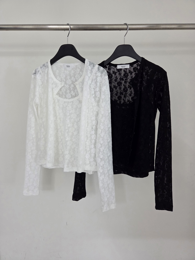 VERANDA韓國東大門直郵女士新品時尚休閑26春夏套裝蕾絲開衫VERANDA套裝