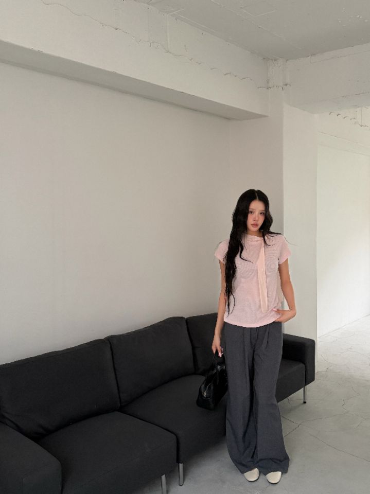 HEY/TO SEWING韓國東大門直郵女士新款時尚T恤圍巾條紋BY HEY/TO SEWINGT恤