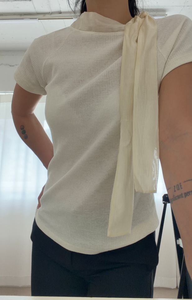 HEY/TO SEWING韓國東大門直郵女士新款時尚T恤圍巾條紋BY HEY/TO SEWINGT恤