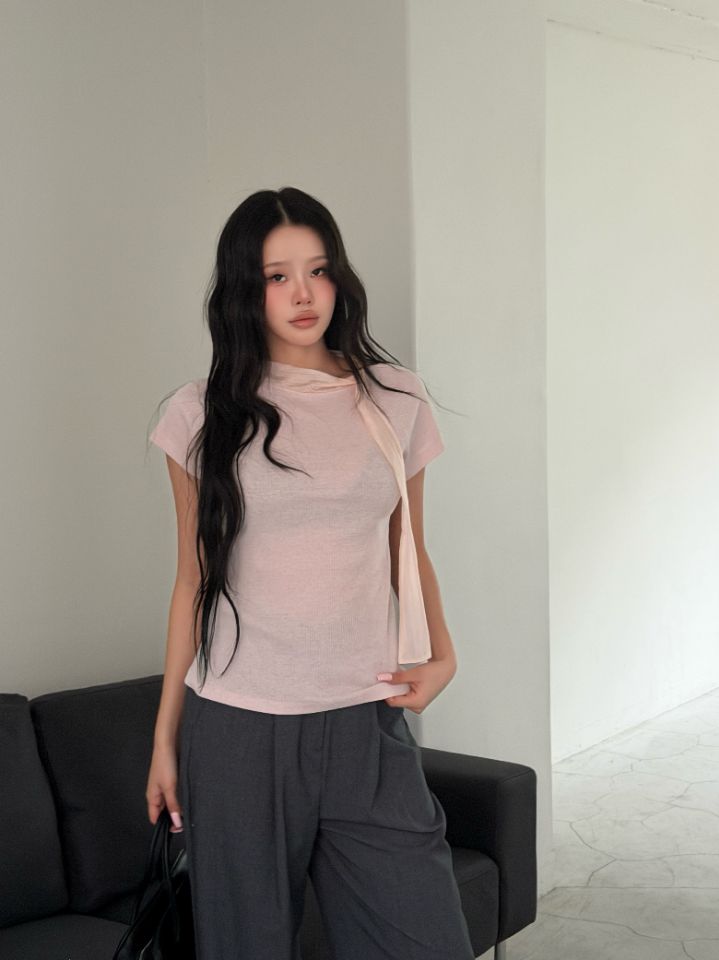 HEY/TO SEWING韓國東大門直郵女士新款時尚T恤圍巾條紋BY HEY/TO SEWINGT恤圖色2