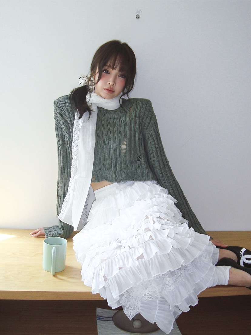 VERANDA韓國直郵實拍女士新款26春夏休閑人氣熱賣針織衫復古VERANDA針織衫