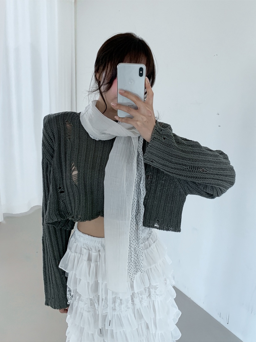 VERANDA韓國直郵實拍女士新款26春夏休閑人氣熱賣針織衫復古VERANDA針織衫