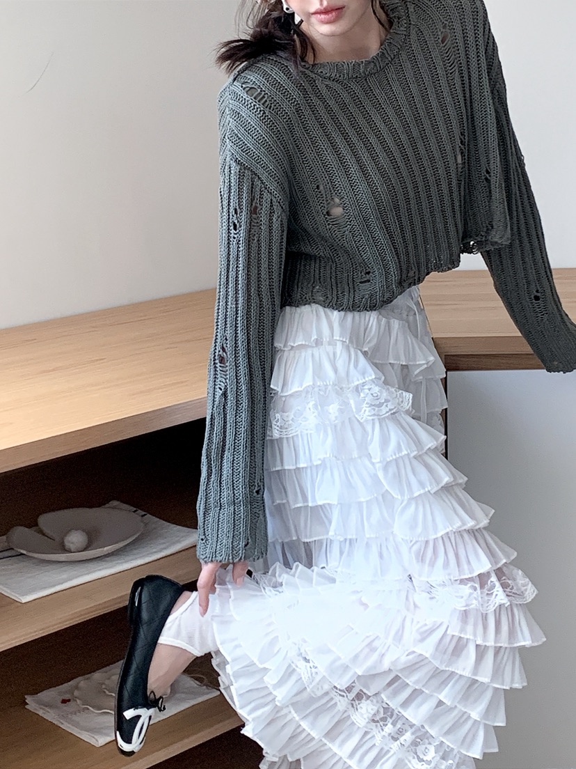 VERANDA韓國直郵實拍女士新款26春夏休閑人氣熱賣針織衫復古VERANDA針織衫