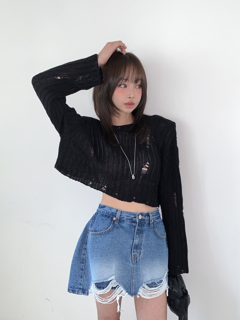 VERANDA韓國直郵實拍女士新款26春夏休閑人氣熱賣針織衫復古VERANDA針織衫