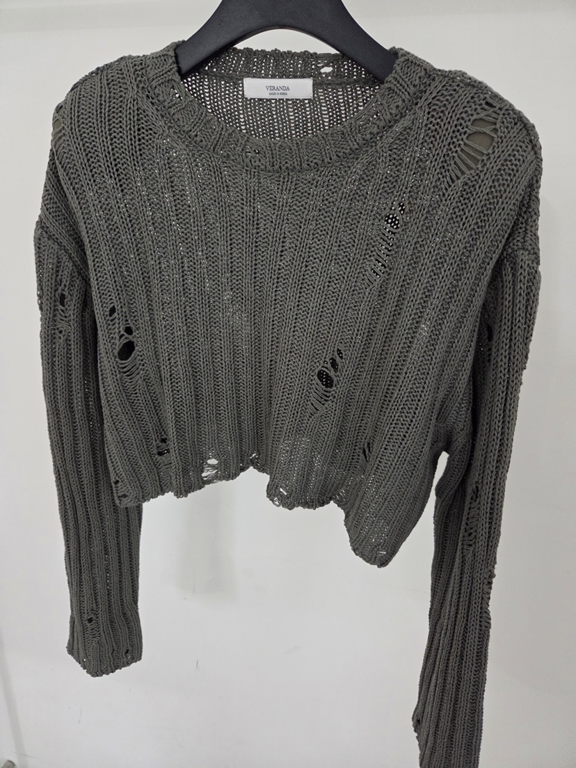 VERANDA韓國直郵實拍女士新款26春夏休閑人氣熱賣針織衫復古VERANDA針織衫