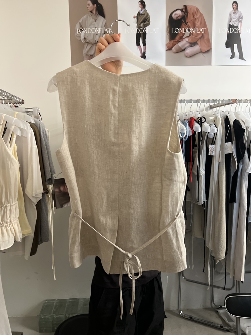 LONDON FLAT韓國東大門直郵女裝新品推薦職業人氣馬甲亞麻LONDON FLAT馬甲