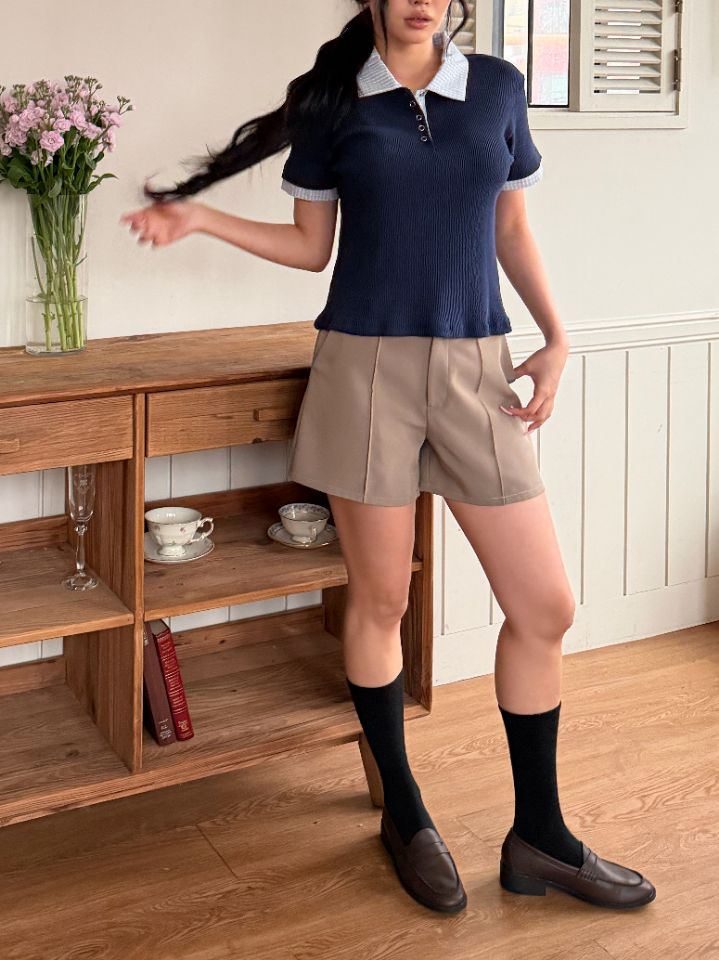 HEY/TO SEWING韓國直郵實拍女士新款26春夏時尚T恤羅紋BY HEY/TO SEWINGT恤