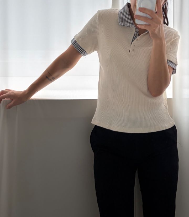 HEY/TO SEWING韓國直郵實拍女士新款26春夏時尚T恤羅紋BY HEY/TO SEWINGT恤