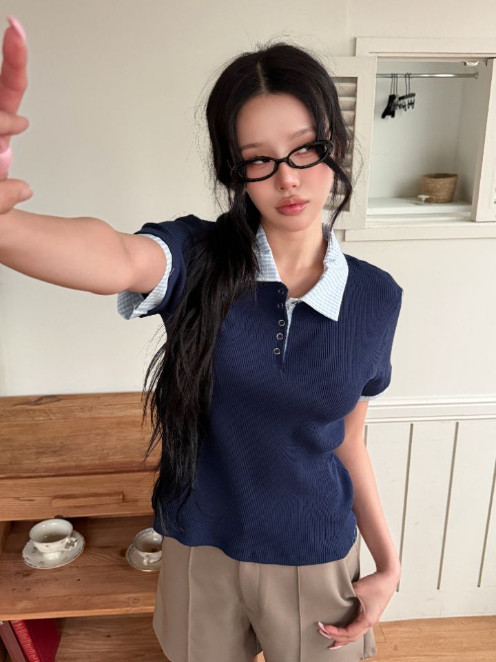 HEY/TO SEWING韓國直郵實拍女士新款26春夏時尚T恤羅紋BY HEY/TO SEWINGT恤