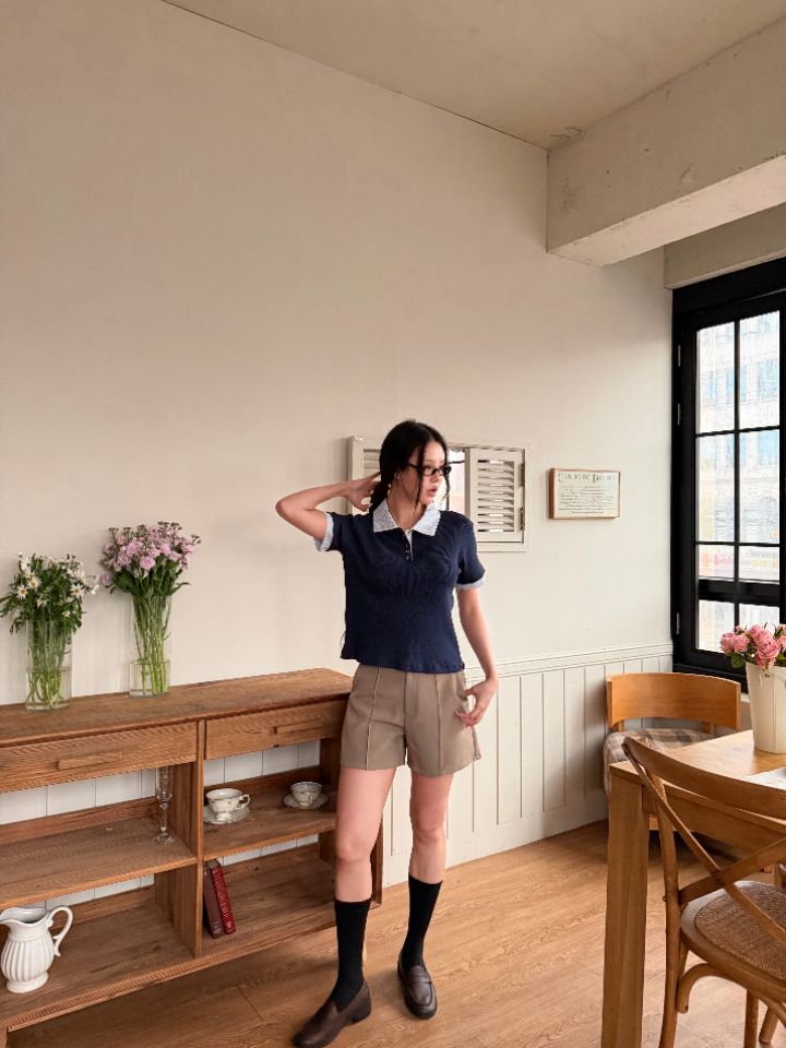 HEY/TO SEWING韓國直郵實拍女士新款26春夏時尚T恤羅紋BY HEY/TO SEWINGT恤