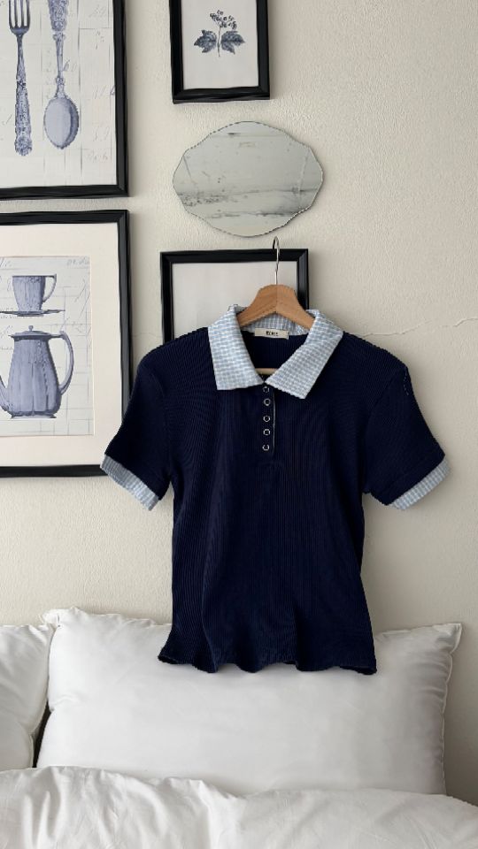 HEY/TO SEWING韓國直郵實拍女士新款26春夏時尚T恤羅紋BY HEY/TO SEWINGT恤圖色1