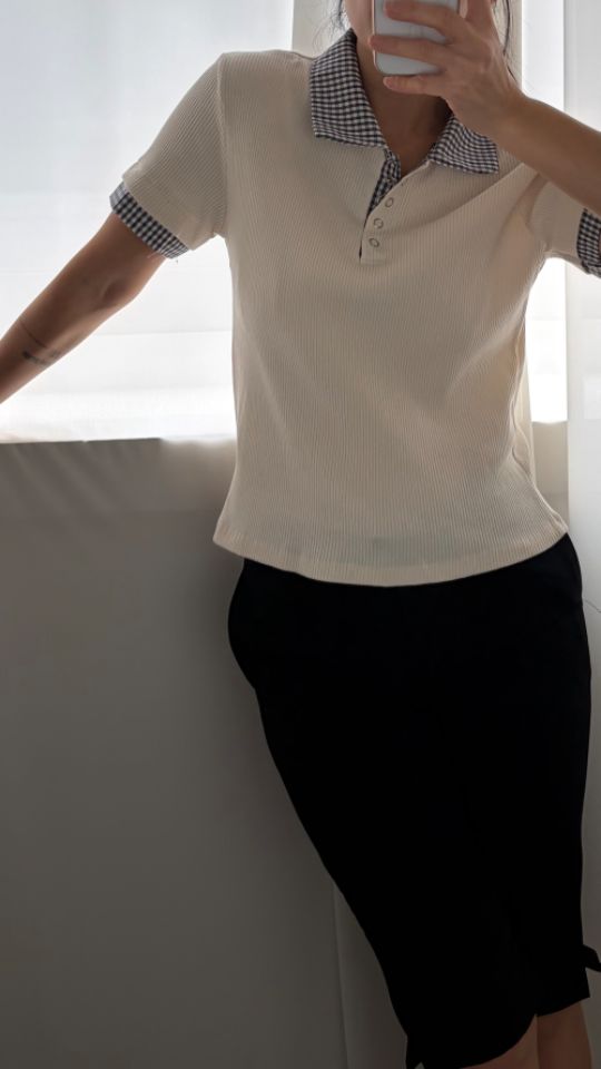 HEY/TO SEWING韓國直郵實拍女士新款26春夏時尚T恤羅紋BY HEY/TO SEWINGT恤圖色2