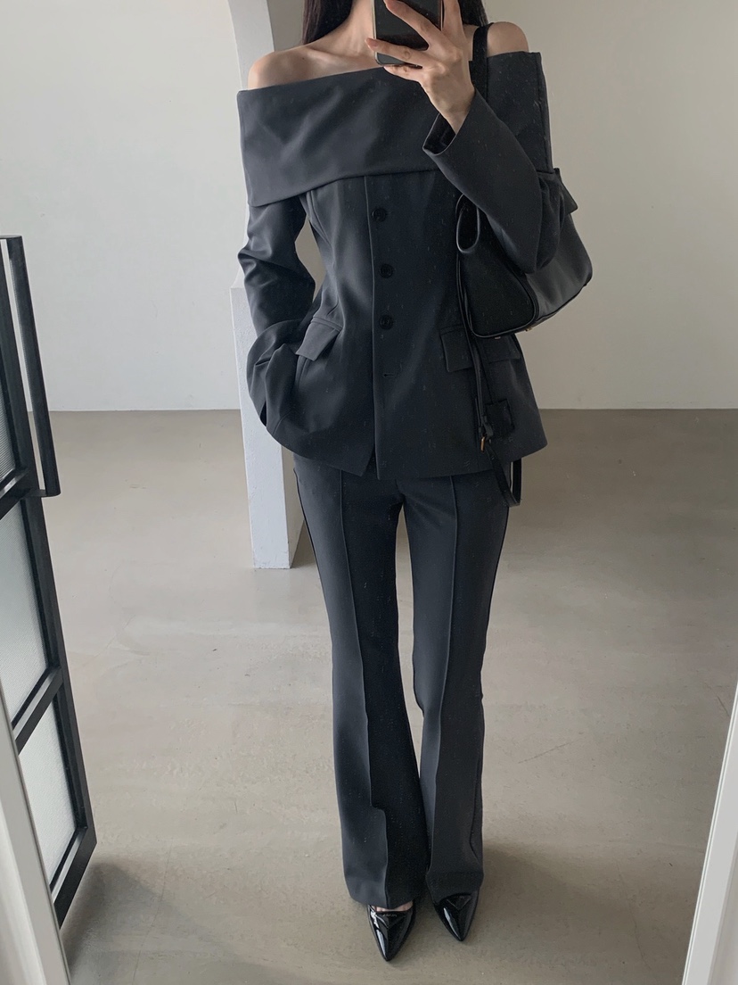 VERANDA韓國直郵實拍女士新款26春夏人氣休閑職業休閑褲露肩VERANDA休閑褲