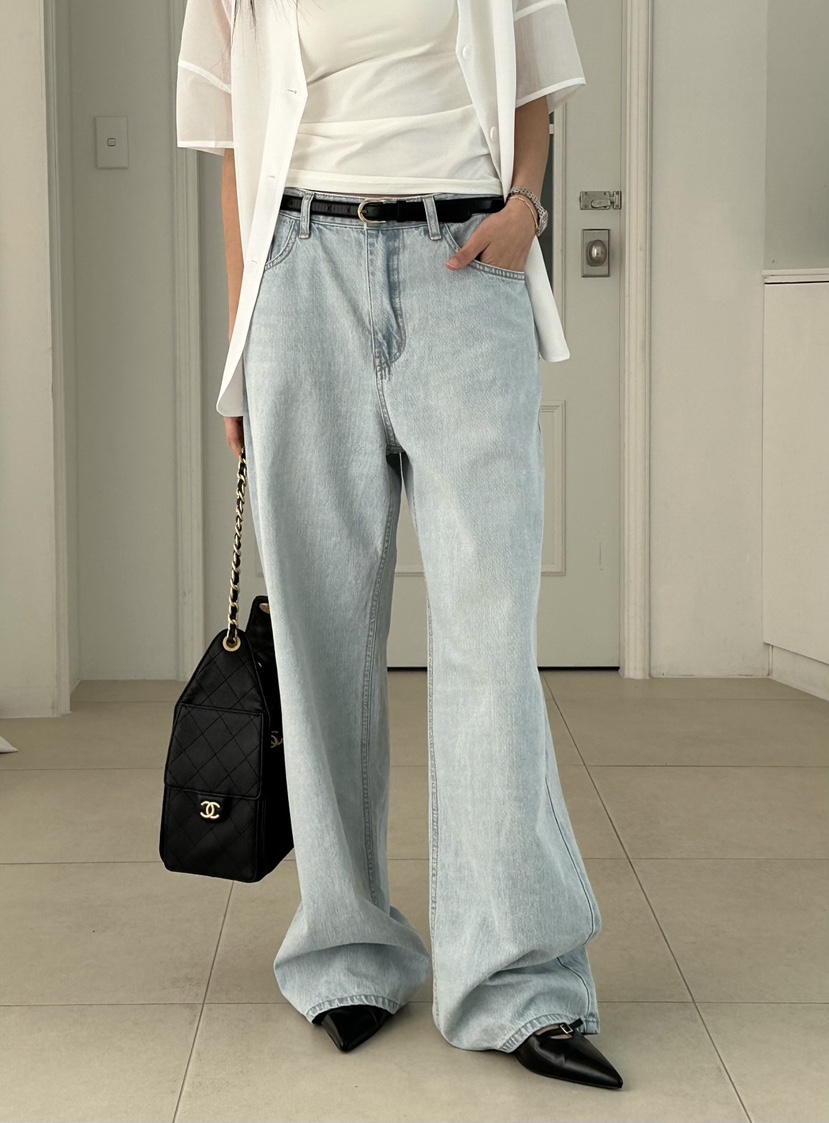 LE VASE韓國直郵女裝新品推薦熱賣26春夏牛仔褲不含腰帶LE VASE牛仔褲