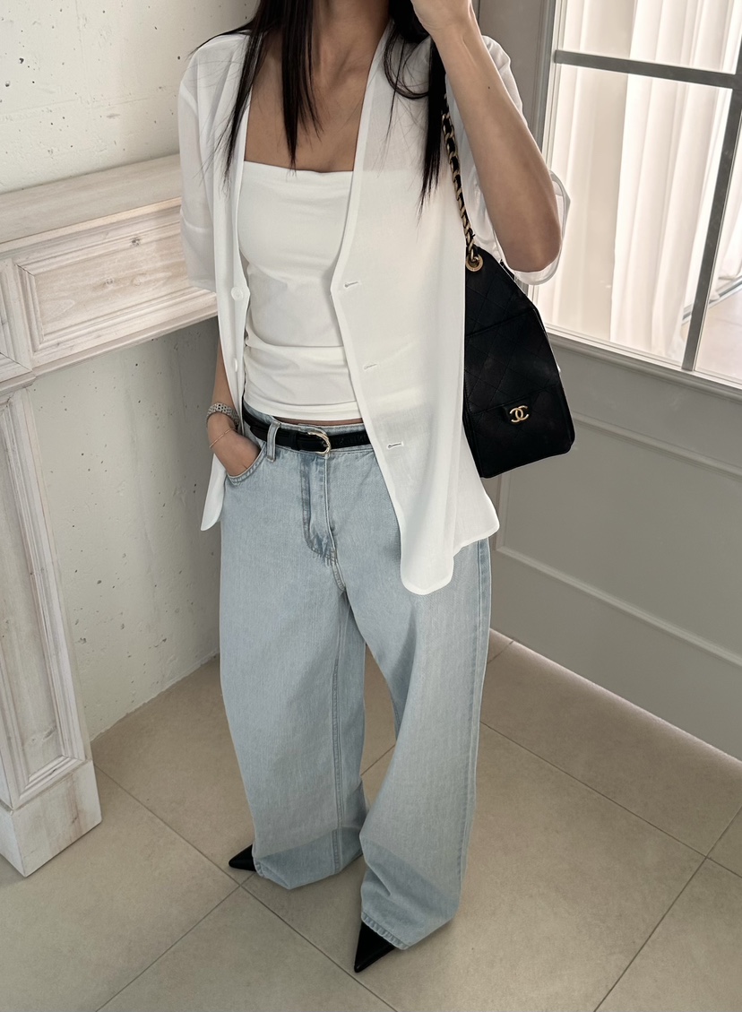 LE VASE韓國直郵女裝新品推薦熱賣26春夏牛仔褲不含腰帶LE VASE牛仔褲