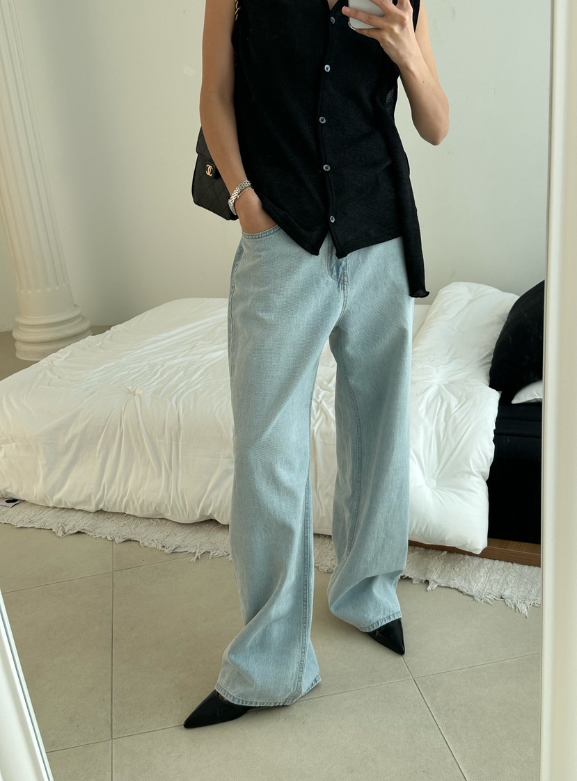 LE VASE韓國直郵女裝新品推薦熱賣26春夏牛仔褲不含腰帶LE VASE牛仔褲