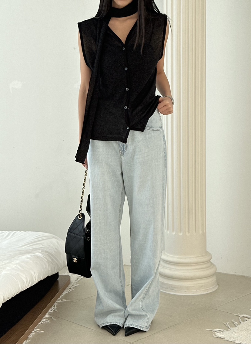 LE VASE韓國直郵女裝新品推薦熱賣26春夏牛仔褲不含腰帶LE VASE牛仔褲