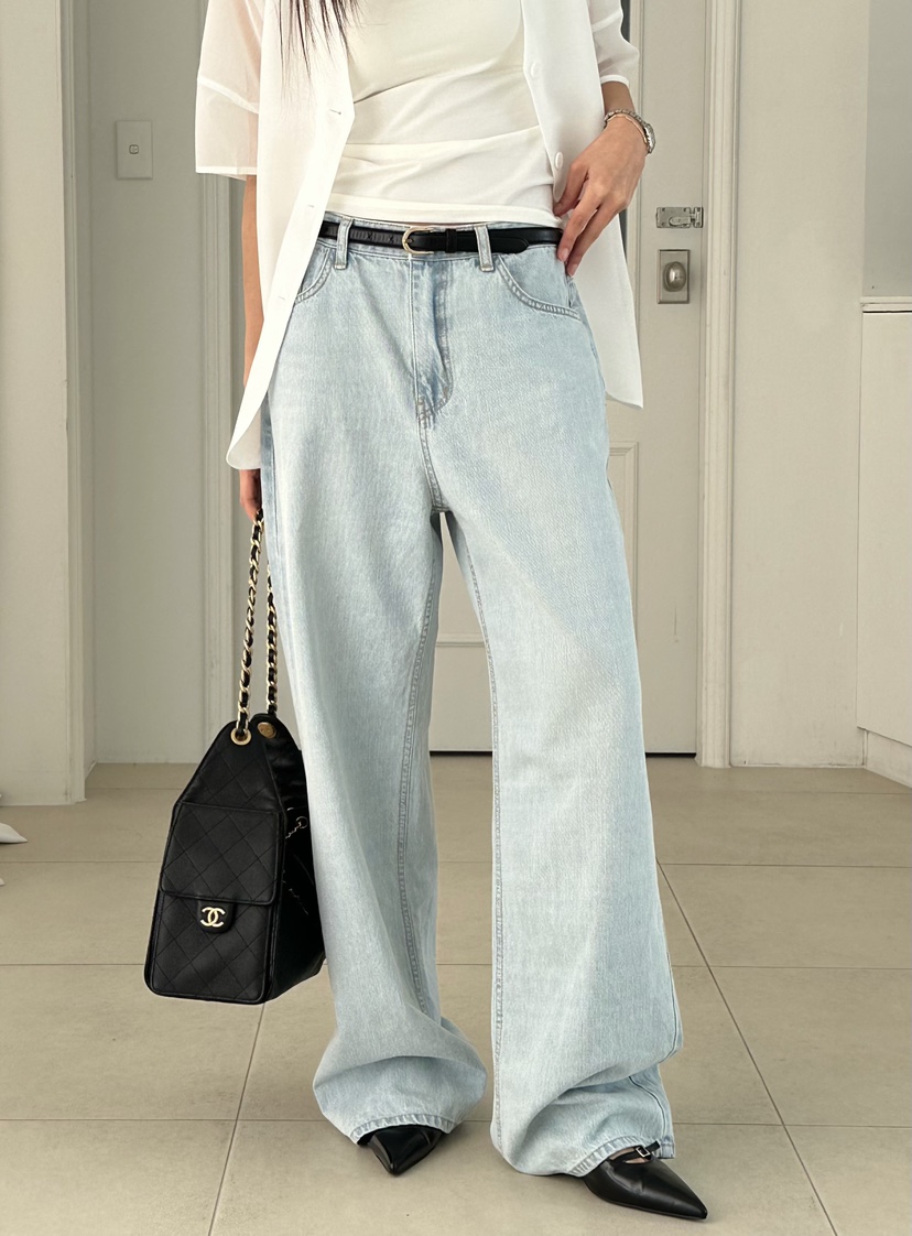 LE VASE韓國直郵女裝新品推薦熱賣26春夏牛仔褲不含腰帶LE VASE牛仔褲圖色1