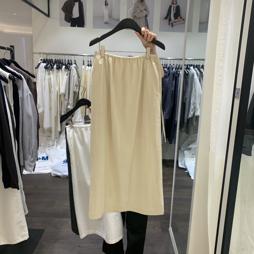 OURIN/THIS IS韓國代購女裝新品人氣時尚半身裙中短裙亞麻OURIN/THIS IS半身裙/中短裙圖色1