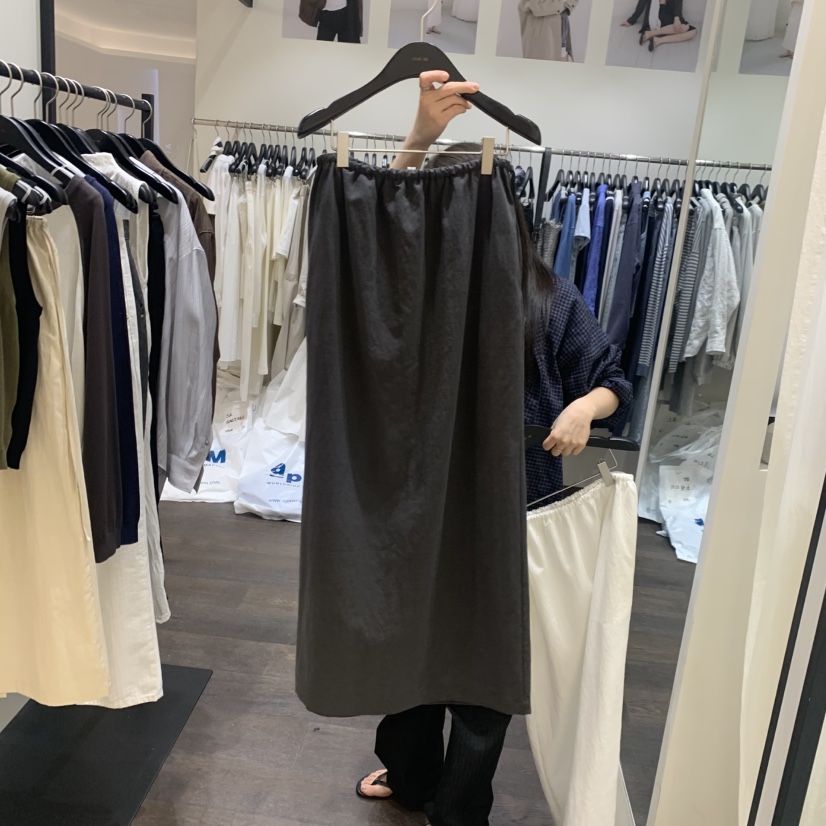 OURIN/THIS IS韓國代購女裝新品人氣時尚半身裙中短裙亞麻OURIN/THIS IS半身裙/中短裙圖色3