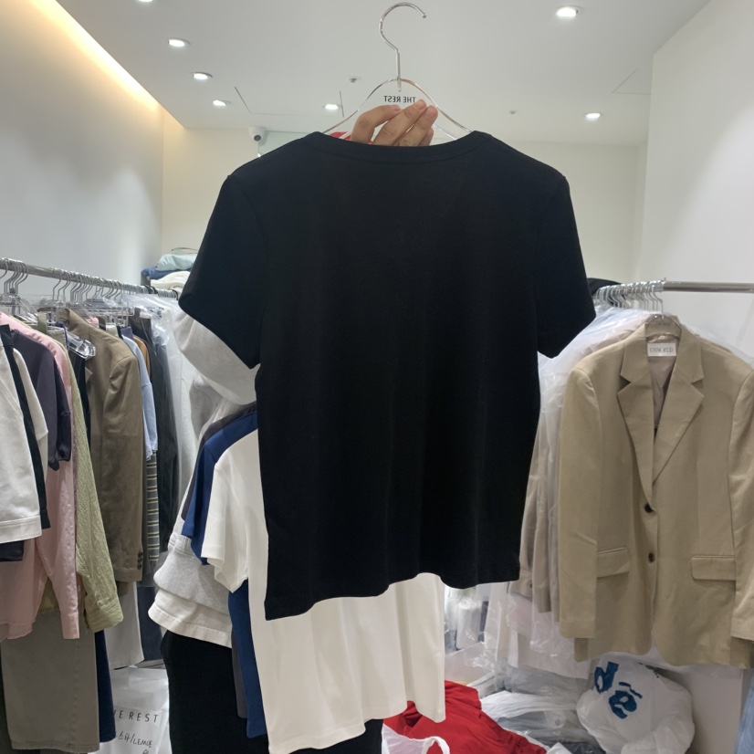 THE REST韓國直郵女裝新品休閑26春夏時尚職業推薦T恤V領THE REST/UNNOEUDT恤